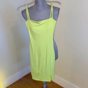 Naked Wardrobe Neon Ribbed Mini Dress with Slit Size S